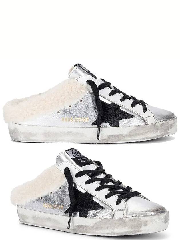 Superstar Sabot Shearling Mule Silver - GOLDEN GOOSE - BALAAN.