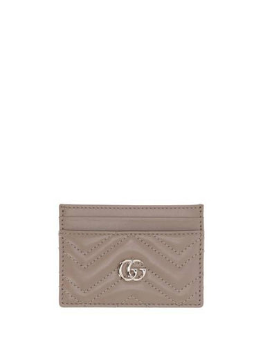 GG Marmont Leather Card Wallet Taupe - GUCCI - BALAAN 1