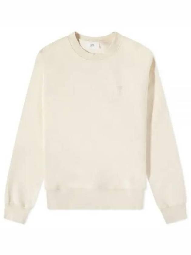 Tone On Tone Mini Logo Round Neck Sweatshirt Beige - AMI - BALAAN 2