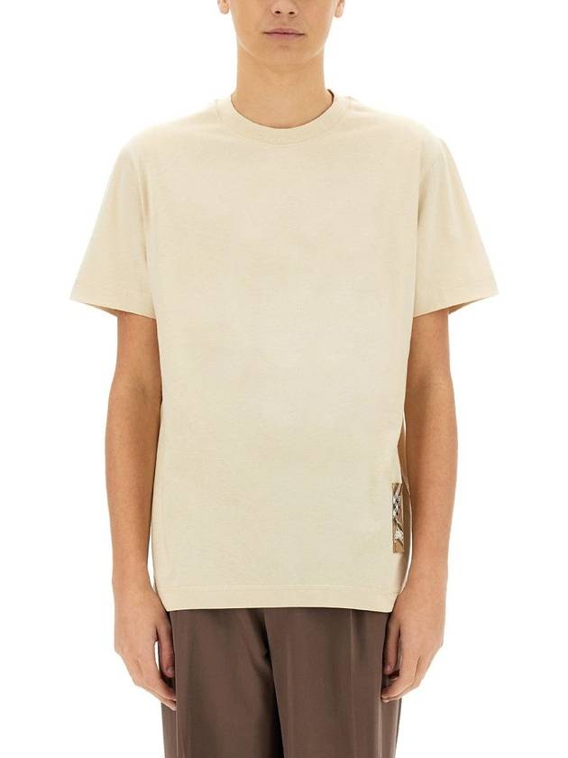 Check Label Cotton Short Sleeve T-Shirt Beige - BURBERRY - BALAAN 2