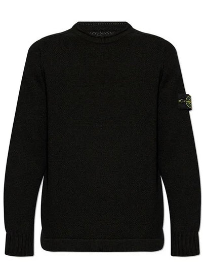 Compass Badge Wool Knit Top Black - STONE ISLAND - BALAAN 2