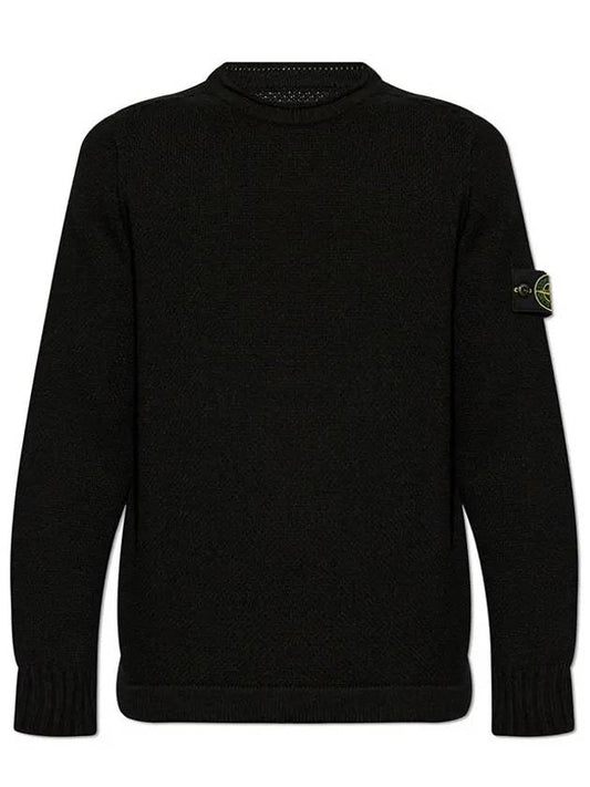 Compass Badge Wool Knit Top Black - STONE ISLAND - BALAAN 2