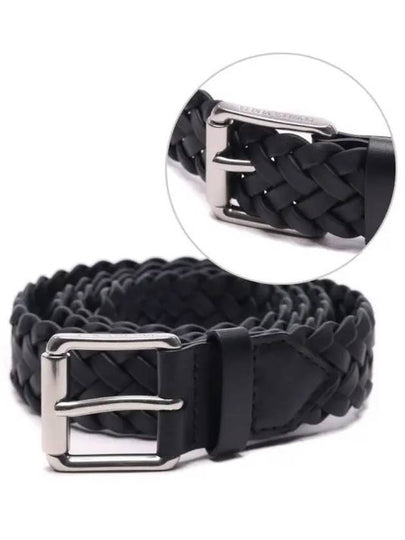 ntreciato Leather Belt Black - BOTTEGA VENETA - BALAAN 2