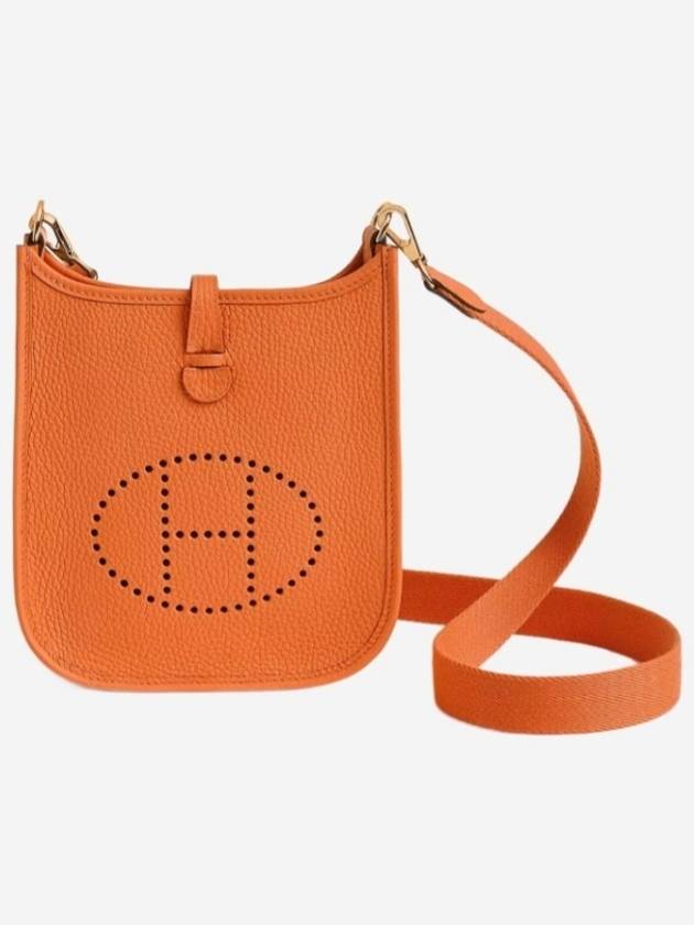 Mini Evelyn TPM 16 Orange goldplated Clemence leather Evelyn Mini B engraved - HERMES - BALAAN 5