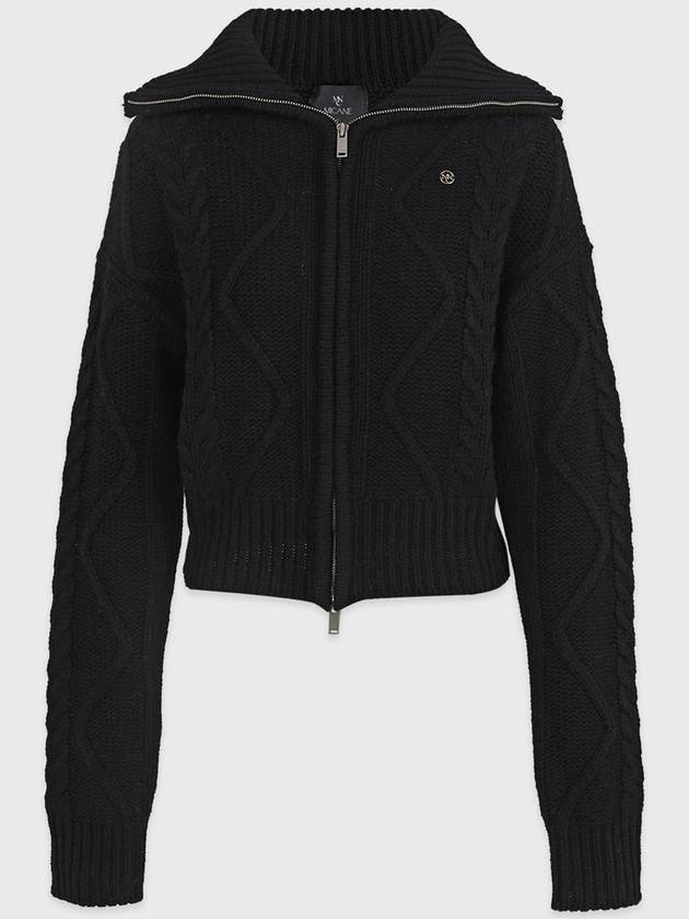 Women's Sage Wool Twist Zip-up Knit Black - MICANE - BALAAN 6