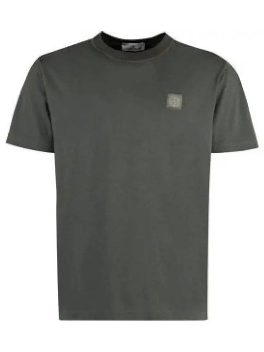 Organic Cotton Short Sleeve T-Shirt Sage Green - STONE ISLAND - BALAAN 2