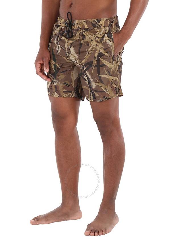 Men's Leaf Leaf Print Shorts Brown - MONCLER - BALAAN 3