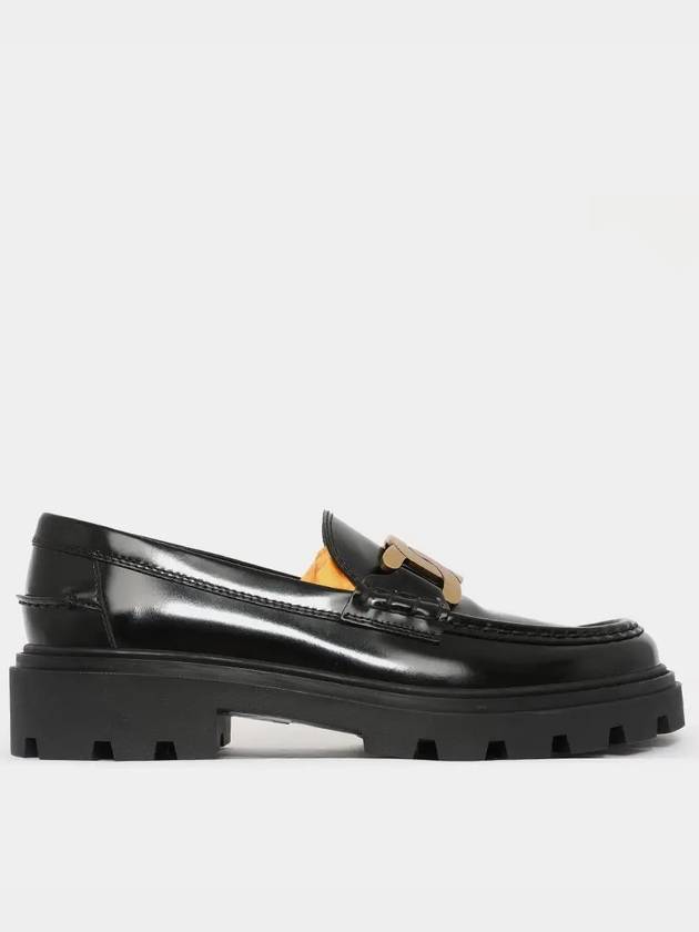 Women's Kate Metal Chain Leather Loafers Black - TOD'S - BALAAN 2