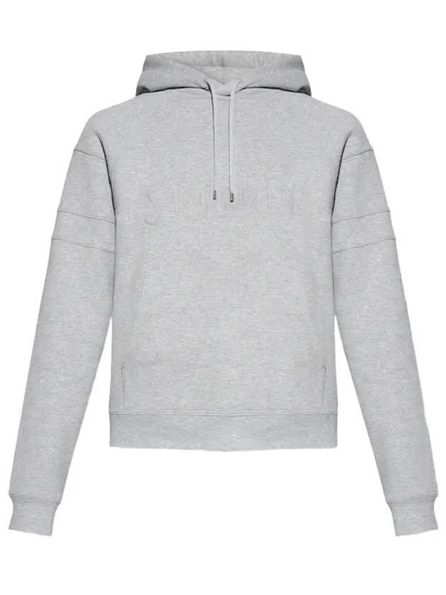 Logo Kangaroo Pocket Fleece Hoodie Grey - SAINT LAURENT - BALAAN 3