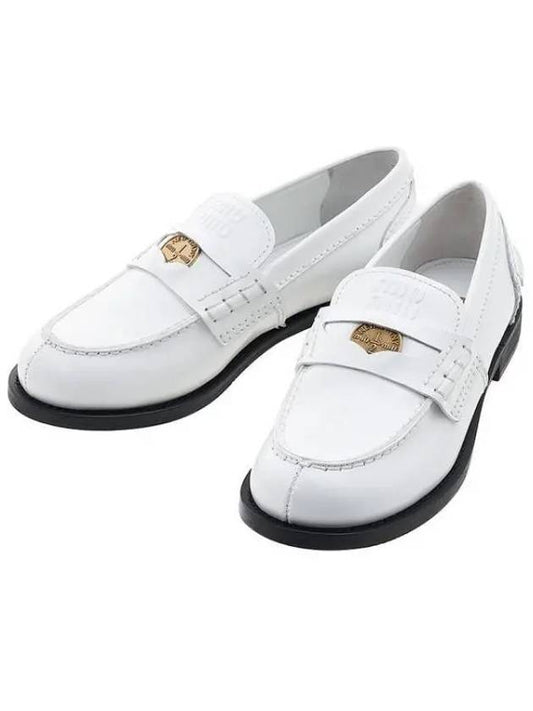 Brushed Leather Penny Loafers White - MIU MIU - BALAAN 2