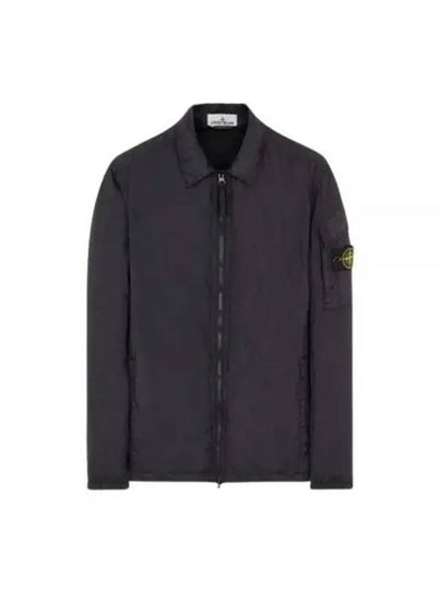 Crinkle Reps Nylon Garment Dyed Overshirt Zip Up Jacket Black - STONE ISLAND - BALAAN 2