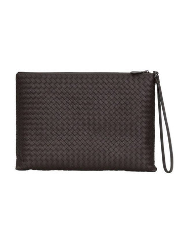 Intrecciato Strap Clutch Bag Espresso - BOTTEGA VENETA - BALAAN 1