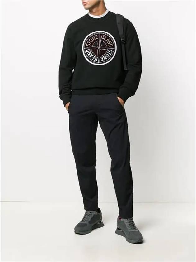 Compass Embroidery Logo Sweatshirt Black - STONE ISLAND - BALAAN 4