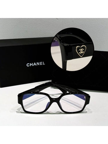 Glasses Classic Square Horn Rim Side Heart Logo - CHANEL - BALAAN 1