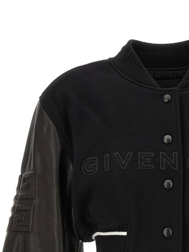 Embossed 4G Emblem Cropped Varsity Bomber Jacket Black - GIVENCHY - BALAAN 4