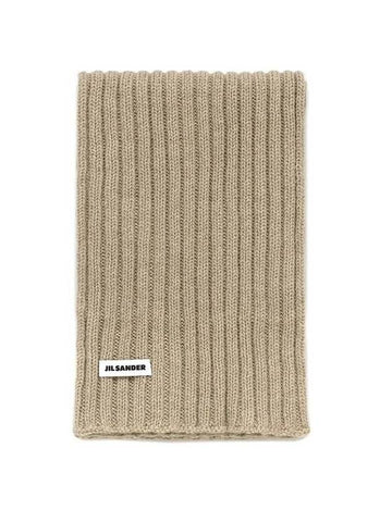 Embroidered logo wool muffler beige - JIL SANDER - BALAAN 1