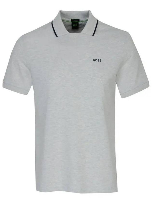 Logo Print Cotton Polo Shirt Grey - HUGO BOSS - BALAAN 2