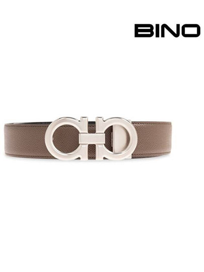 Reversible Gancini Leather Belt Clay Black - SALVATORE FERRAGAMO - BALAAN 2