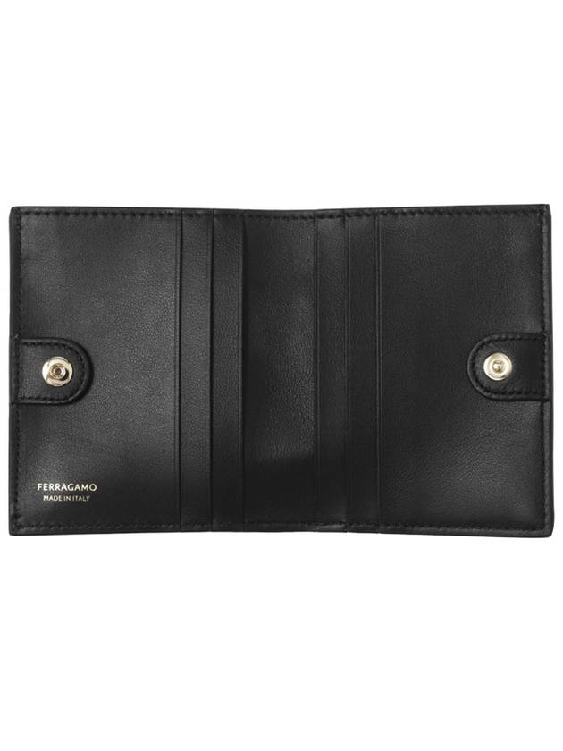 Gancini Compact Half Wallet Black - SALVATORE FERRAGAMO - BALAAN 5