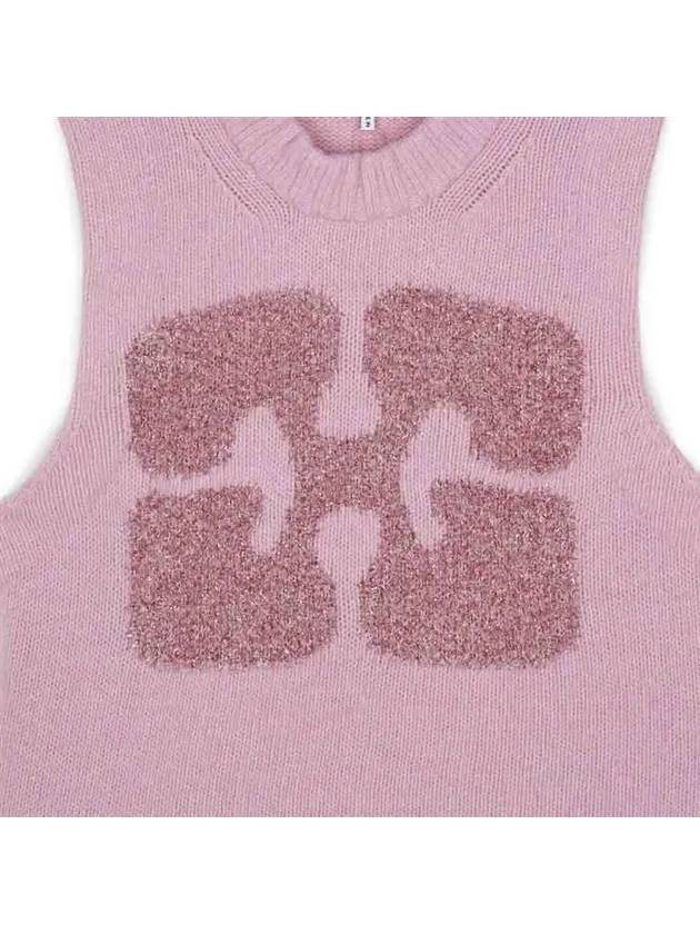 Graphic Wool Mix Vest Knit Top Fragrant Lilac - GANNI - BALAAN 5