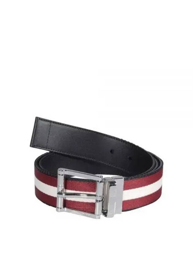 Taylan Stripe Reversible Belt Black Red - BALLY - BALAAN 2