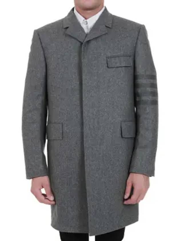 Men's Plannel Tonal 4 Bar Wool Cashmere Single Coat Medium Grey - THOM BROWNE - BALAAN 2