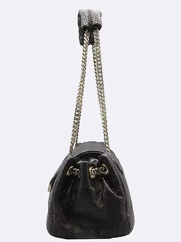 Cruise Collection Black Metallic Perforation Leather Gold Chain Shoulder Bag - CHANEL - BALAAN 3