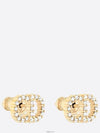 Claire D Lune Finish Metal White Crystal Earrings Gold - DIOR - BALAAN 3