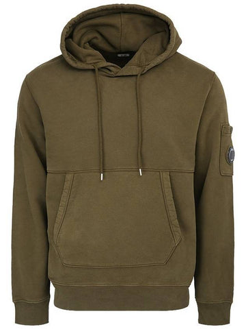 Lens Wappen Diagonal Fleece Hoodie Khaki - CP COMPANY - BALAAN 1