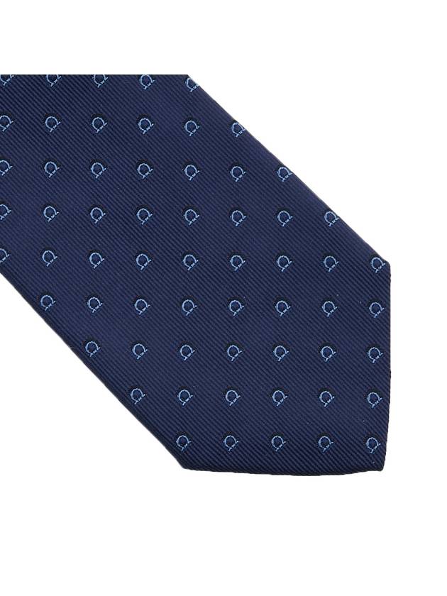 Men's Gancini Silk Tie Navy - SALVATORE FERRAGAMO - BALAAN 6