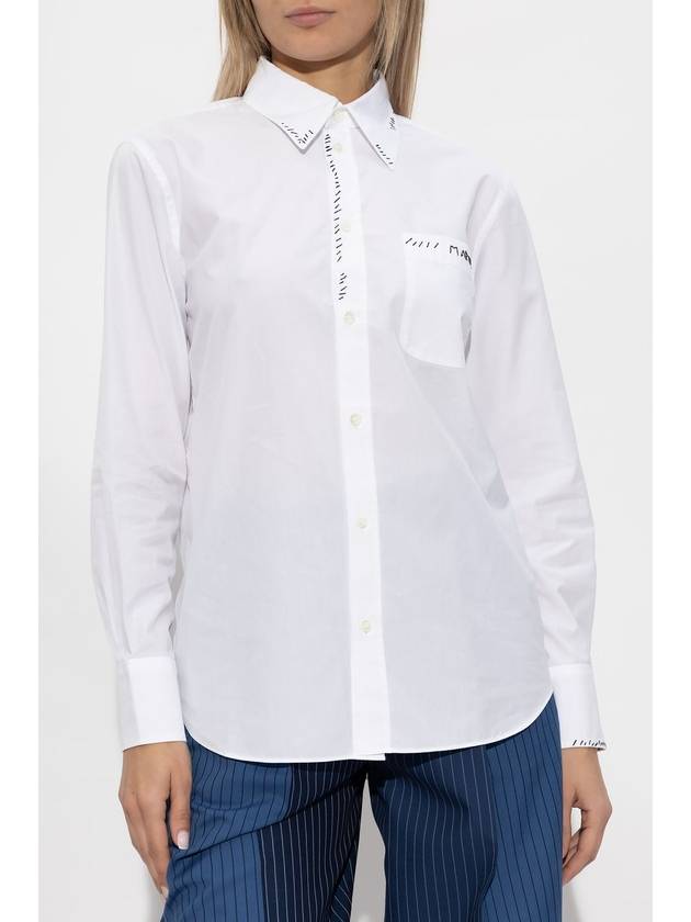 Women's Logo Embroidered Long Sleeve Shirt White - MARNI - BALAAN 4