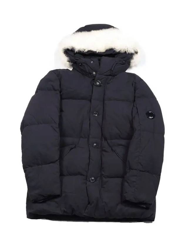 Men's Lens Fleece Detachable Duck Down Padded Parka Dark Navy - CP COMPANY - BALAAN 1