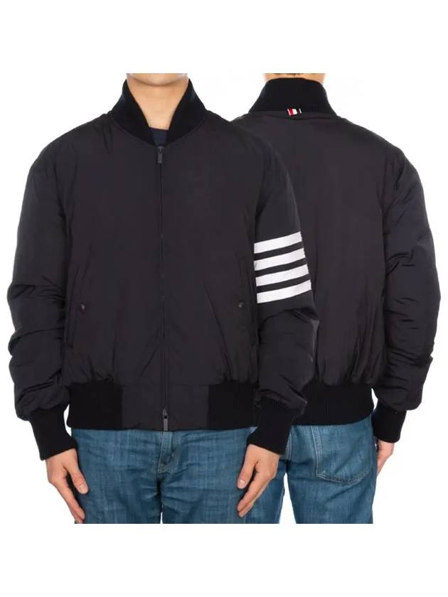 Poly Twill 4-Bar Oversized Knit Down Bomber Jacket Navy - THOM BROWNE - BALAAN 2