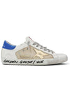 Men's Gold Superstar Blue Tab Low Top Sneakers White Beige - GOLDEN GOOSE - BALAAN 1
