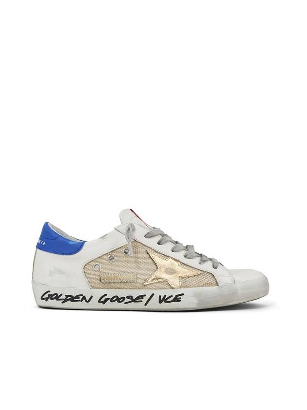 Men's Gold Superstar Blue Tab Low Top Sneakers White Beige - GOLDEN GOOSE - BALAAN 1