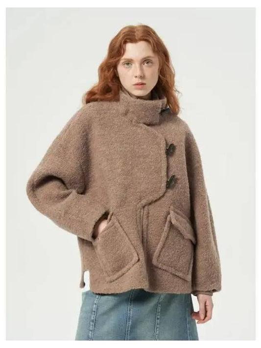 Boucle Wool Drop Shoulder Spring Fall Jacket Petite Yellow Wish Brown Domestic Product GM0023121887224 - GANNI - BALAAN 1