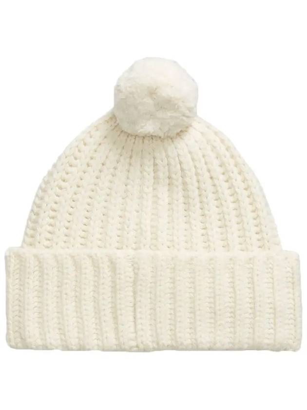 Bear Motif Cable Wool Beanie White - POLO RALPH LAUREN - BALAAN 4