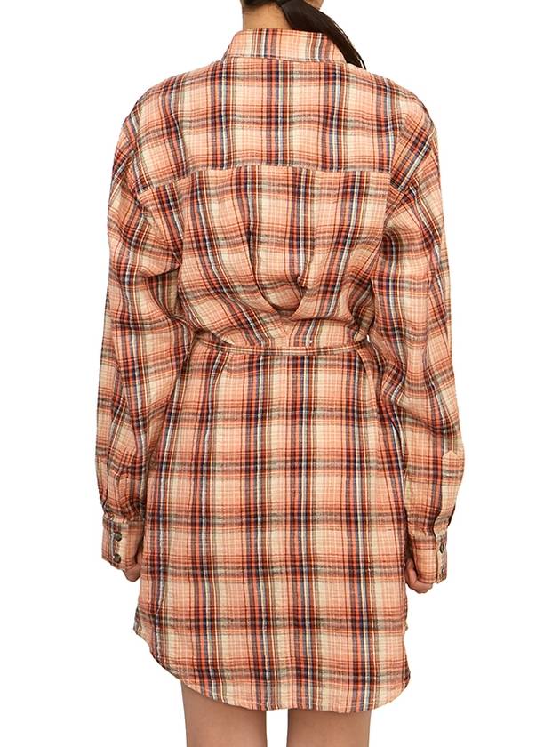 Liliane Check Midi Shirt Dress Orange - ISABEL MARANT - BALAAN 6