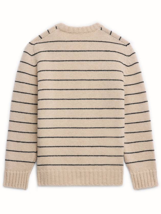 Striped Triomphe Embroidery Wool Knit Top Vanilla - CELINE - BALAAN 4