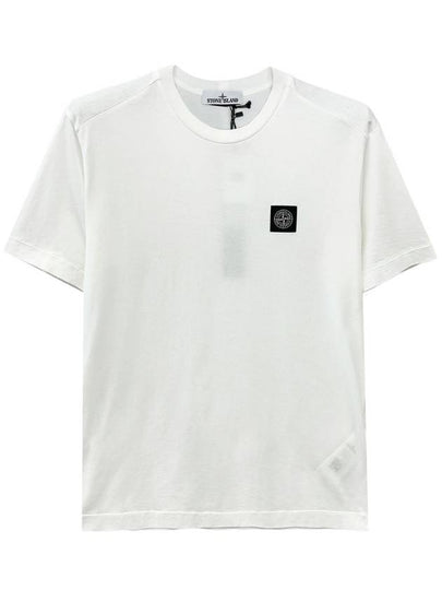 Logo Patch Cotton Short Sleeve T-Shirt White - STONE ISLAND - BALAAN 2