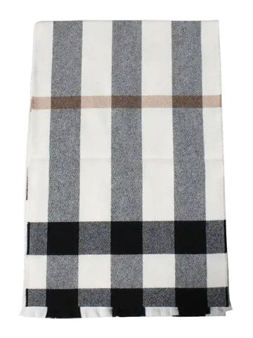 Lash Check Cashmere Wool Muffler White - BURBERRY - BALAAN.