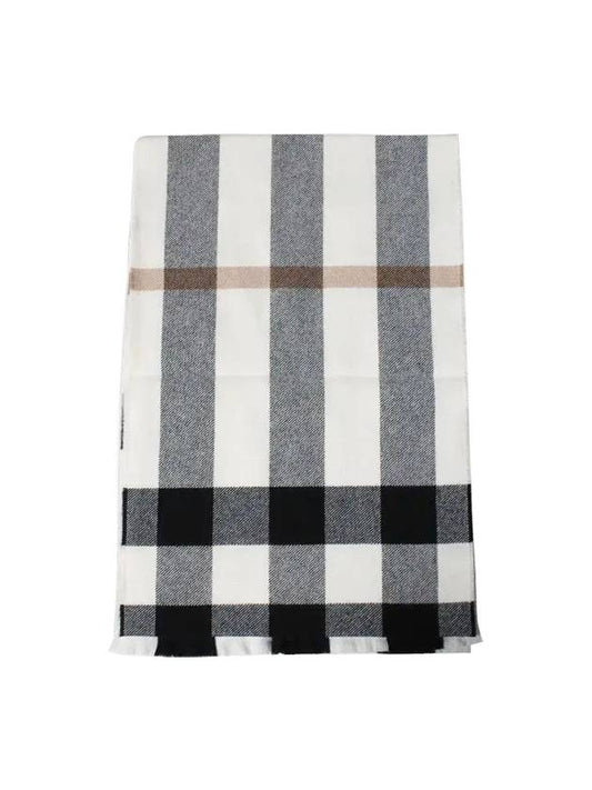 Check Cashmere Wool Scarf White - BURBERRY - BALAAN 1