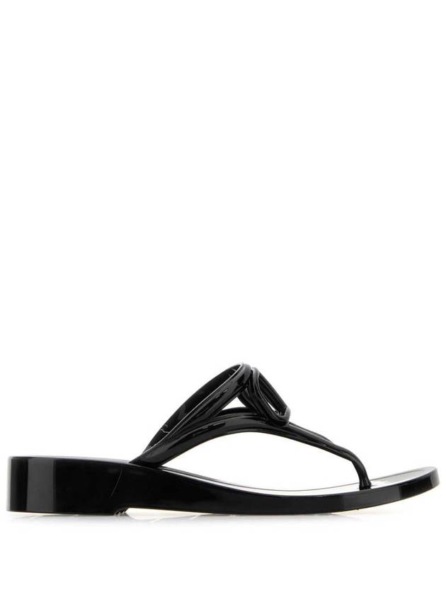 V Logo Signature Flip Flops Black - VALENTINO - BALAAN 2