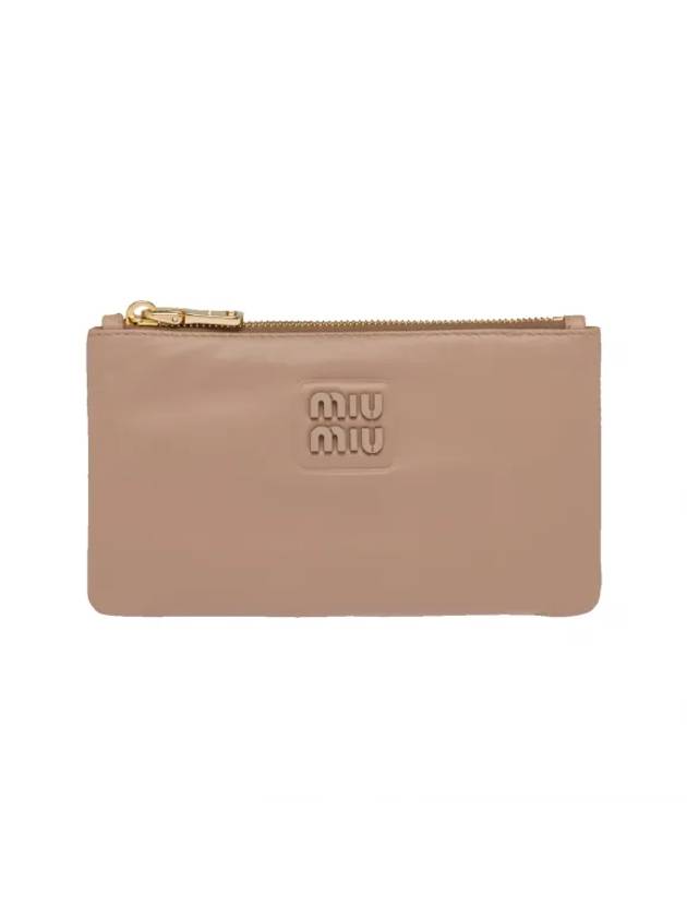 Cameo Envelope Leather Clutch Bag Beige - MIU MIU - BALAAN 1