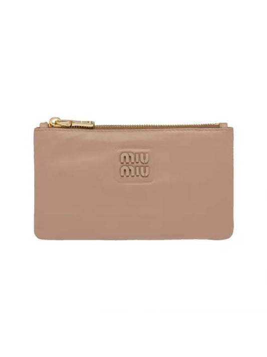 Cameo Envelope Leather Clutch Bag Beige - MIU MIU - BALAAN 1
