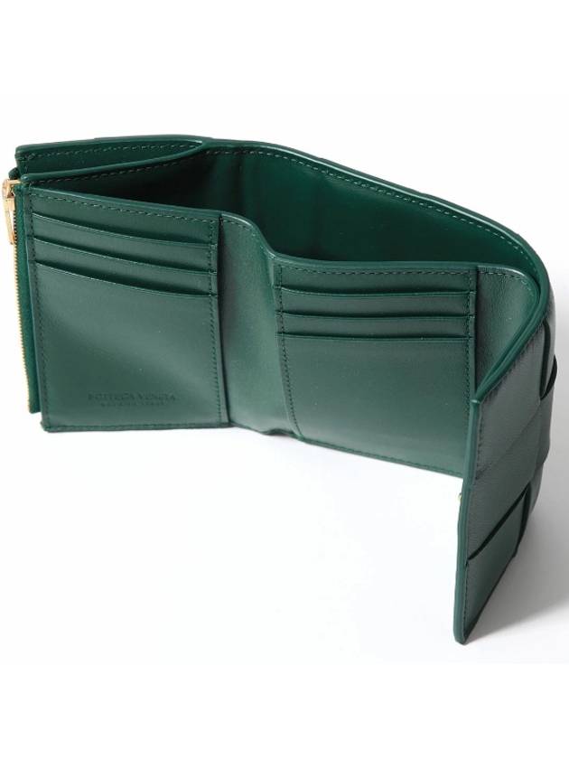 Cassette Tri-Fold Zipper Half Wallet Emerald Green - BOTTEGA VENETA - BALAAN 5