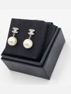 Metal Glass Strass Pearly White Earrings Silver - CHANEL - BALAAN 4