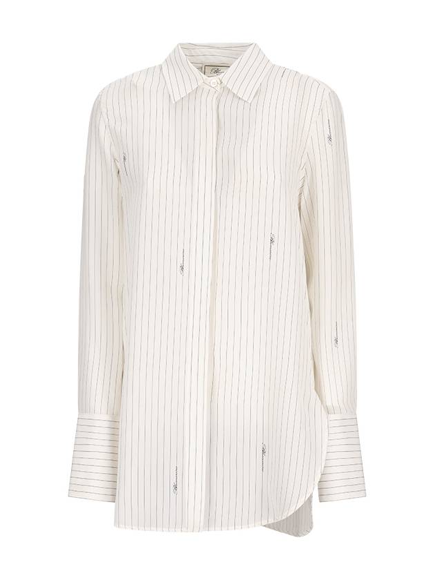 STRIPED CRÊPE DE CHINE SHIRT WITH LOGO - BLUMARINE - BALAAN 1