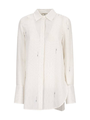 STRIPED CRÊPE DE CHINE SHIRT WITH LOGO - BLUMARINE - BALAAN 1