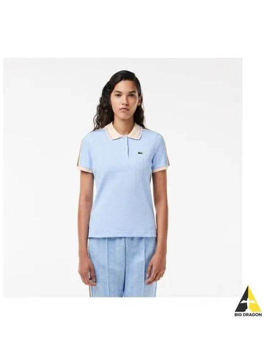 Women s Monogram Polo Shirt Sky Blue - LACOSTE - BALAAN 1